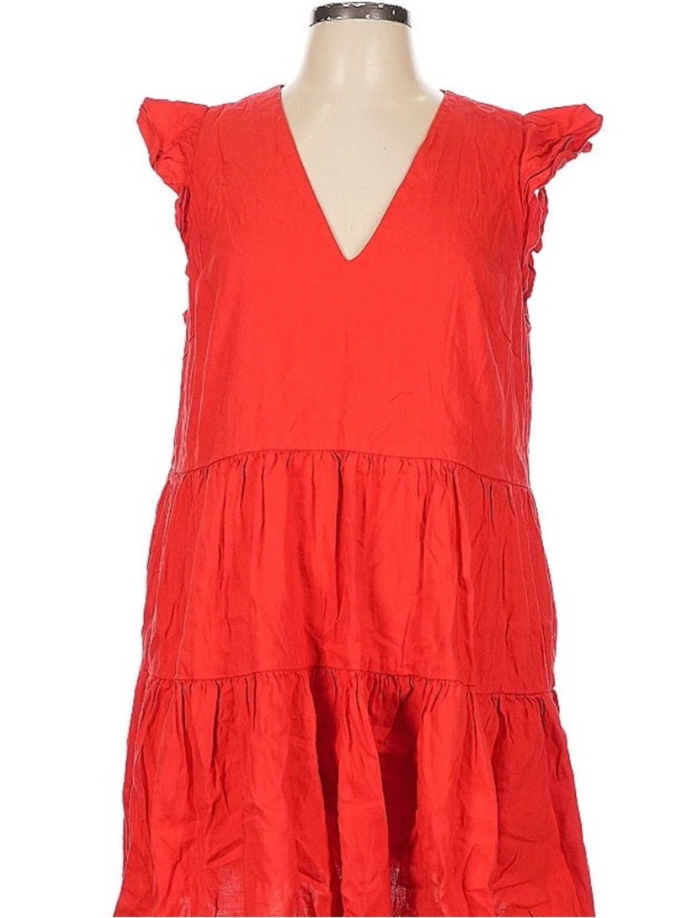 ANTONIO MELANI Red V-Neck Ruffle Dress